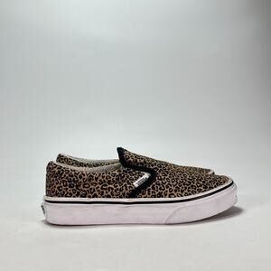 Vans Classic Slip-On Brown Black Leopard Print Sneakers Shoes Youth Size 3